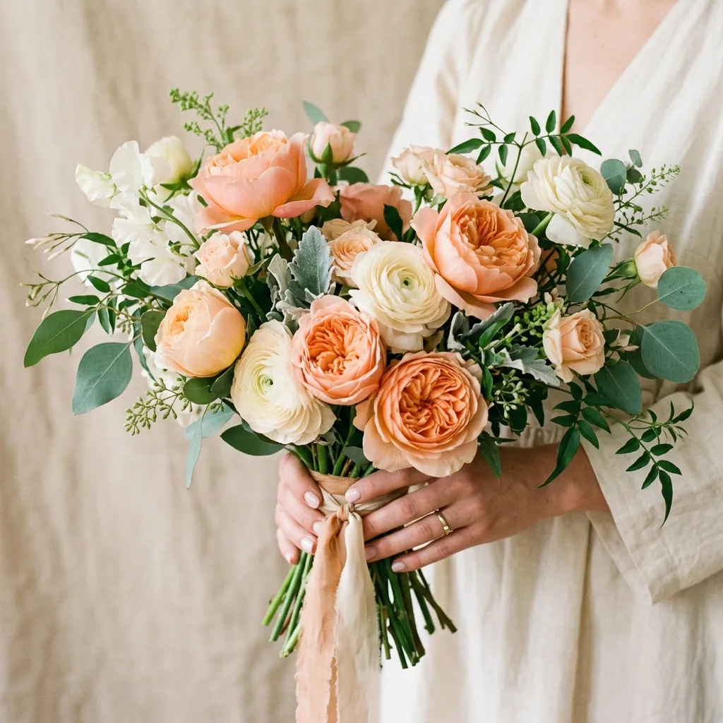 Peach roses bouquet